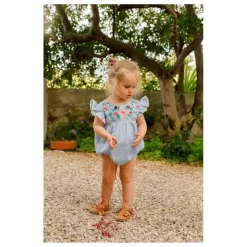 Barboteuse Nusha Coton Bio | Bleu ciel