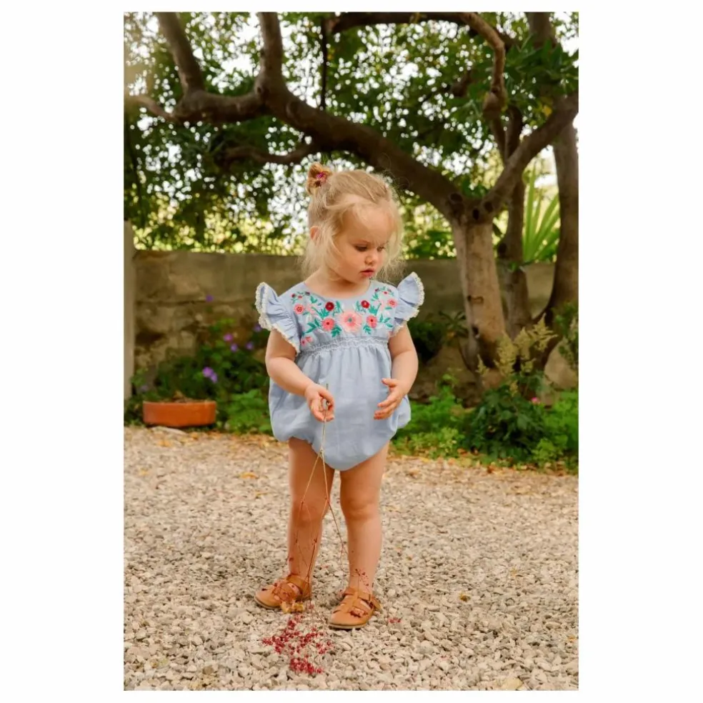 Barboteuse Nusha Coton Bio | Bleu ciel