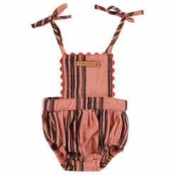 Barboteuse Rayée Coton Bio | Rose