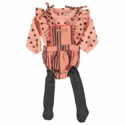 Barboteuse Rayée Coton Bio | Rose