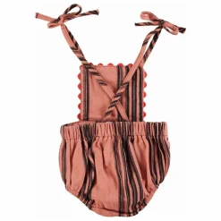 Barboteuse Rayée Coton Bio | Rose