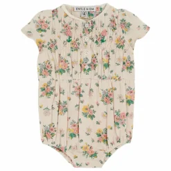 Barboteuse Smocke Printemps | Rose pêche