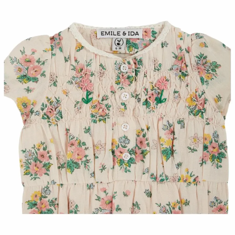 Barboteuse Smocke Printemps | Rose pêche