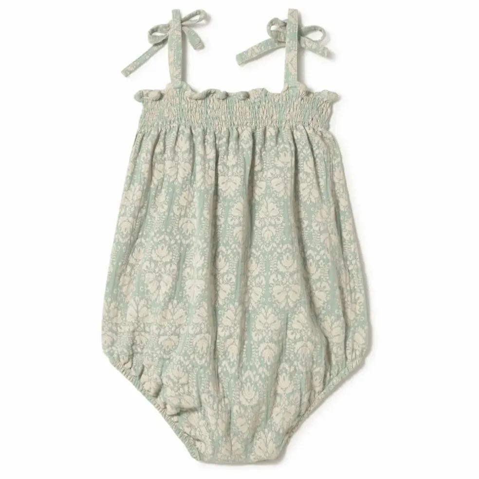 Barboteuse Vintage Coton Bio | Vert amande