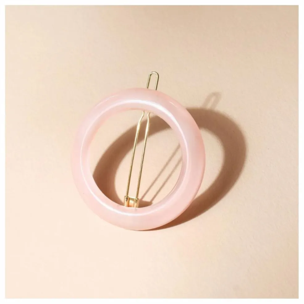 Barrette ronde Opaline | Rose