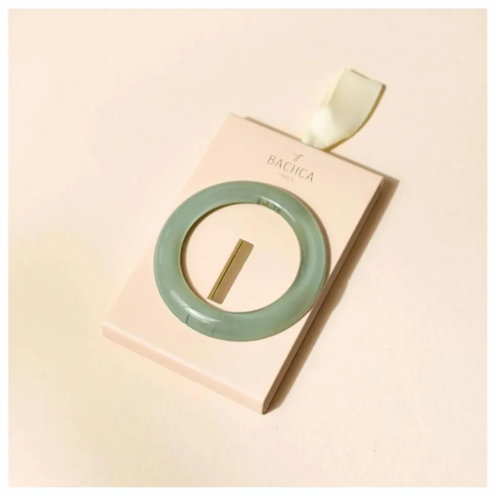 Barrette ronde Opaline | Vert d'eau