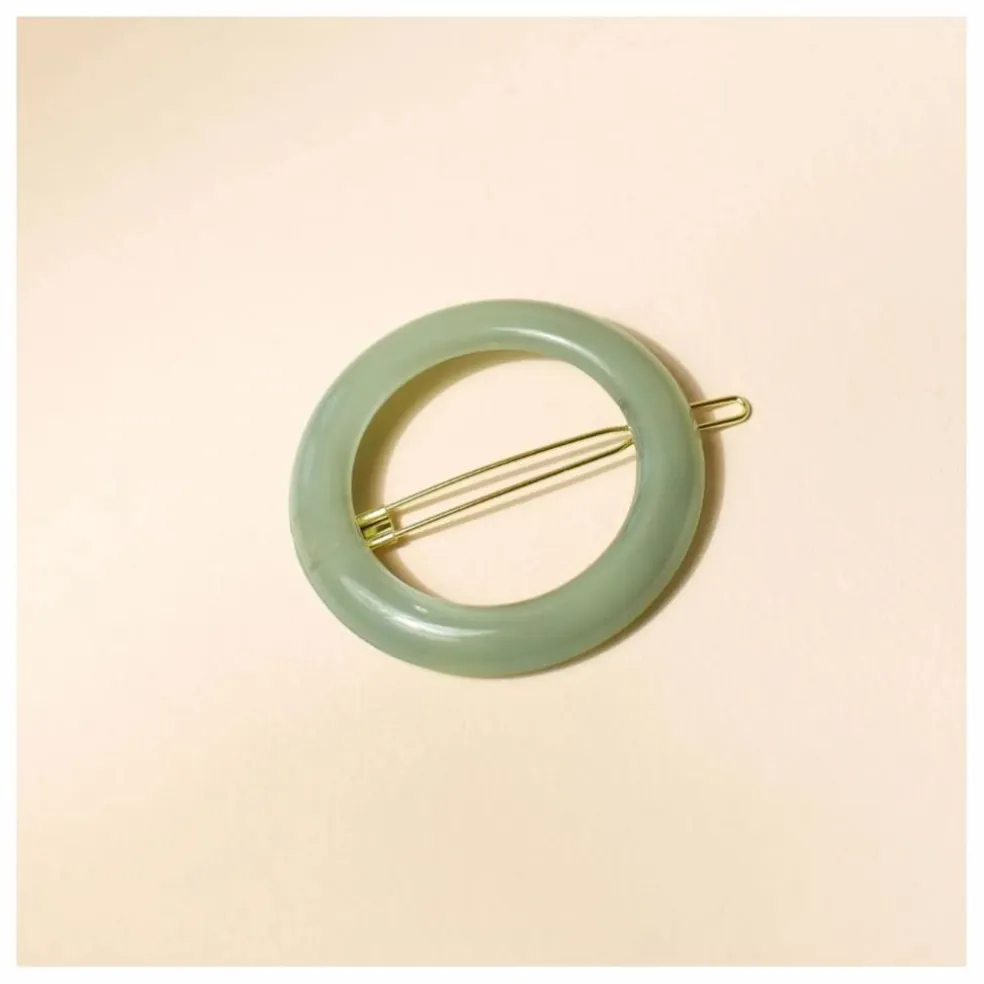 Barrette ronde Opaline | Vert d'eau