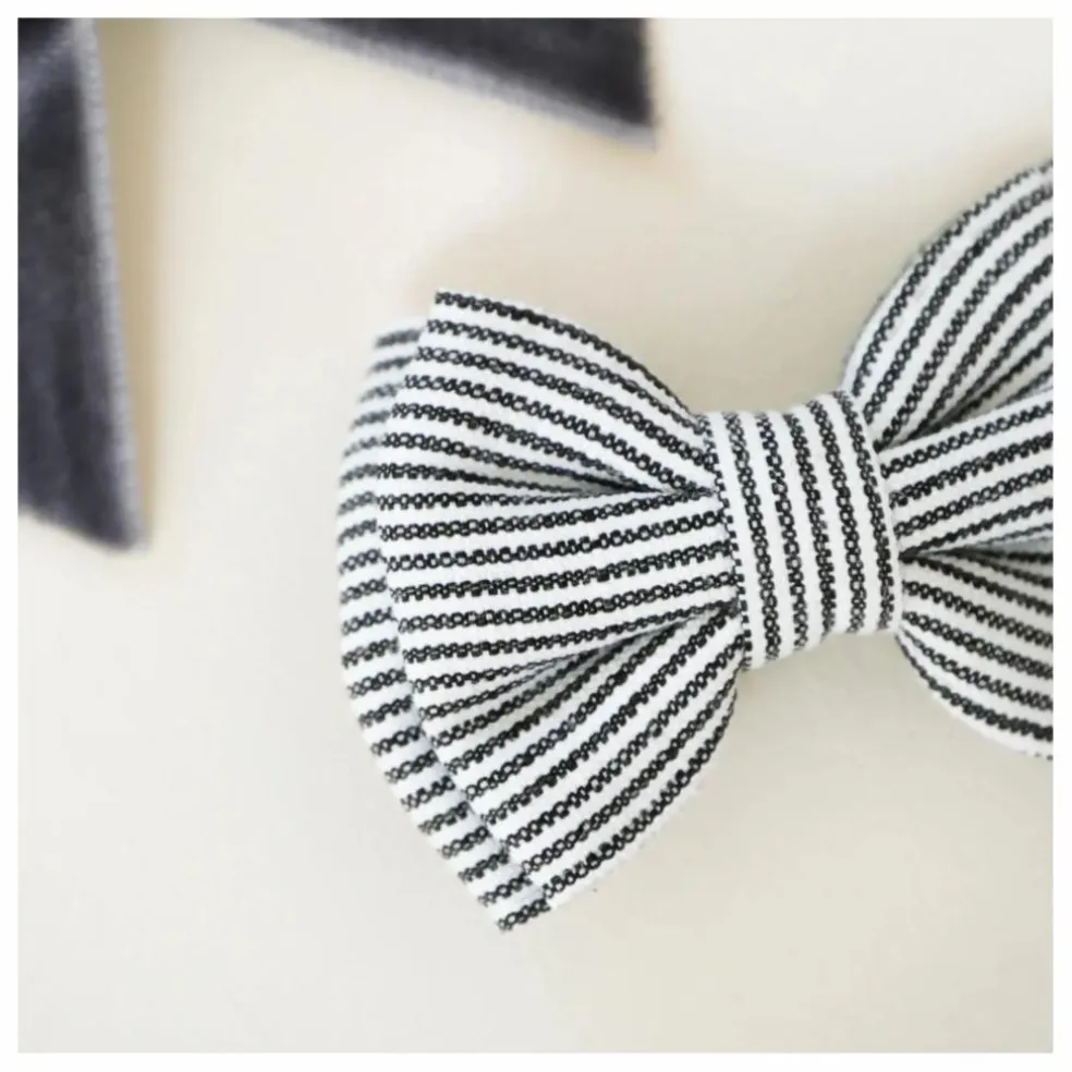 Barrettes Rayé et Velours - Set de 2 | Bleu marine
