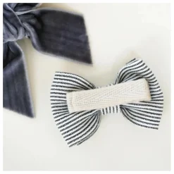 Barrettes Rayé et Velours - Set de 2 | Bleu marine