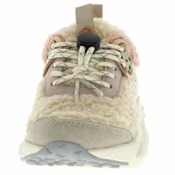 Baskets Doi Lacets Cuir Eco et Teddy | Ecru