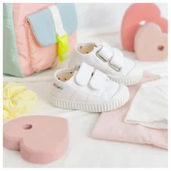 Baskets Scratchs Tiras Lona | Blanc
