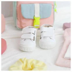 Baskets Scratchs Tiras Lona | Blanc