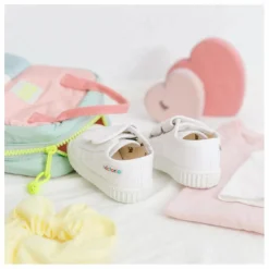 Baskets Scratchs Tiras Lona | Blanc