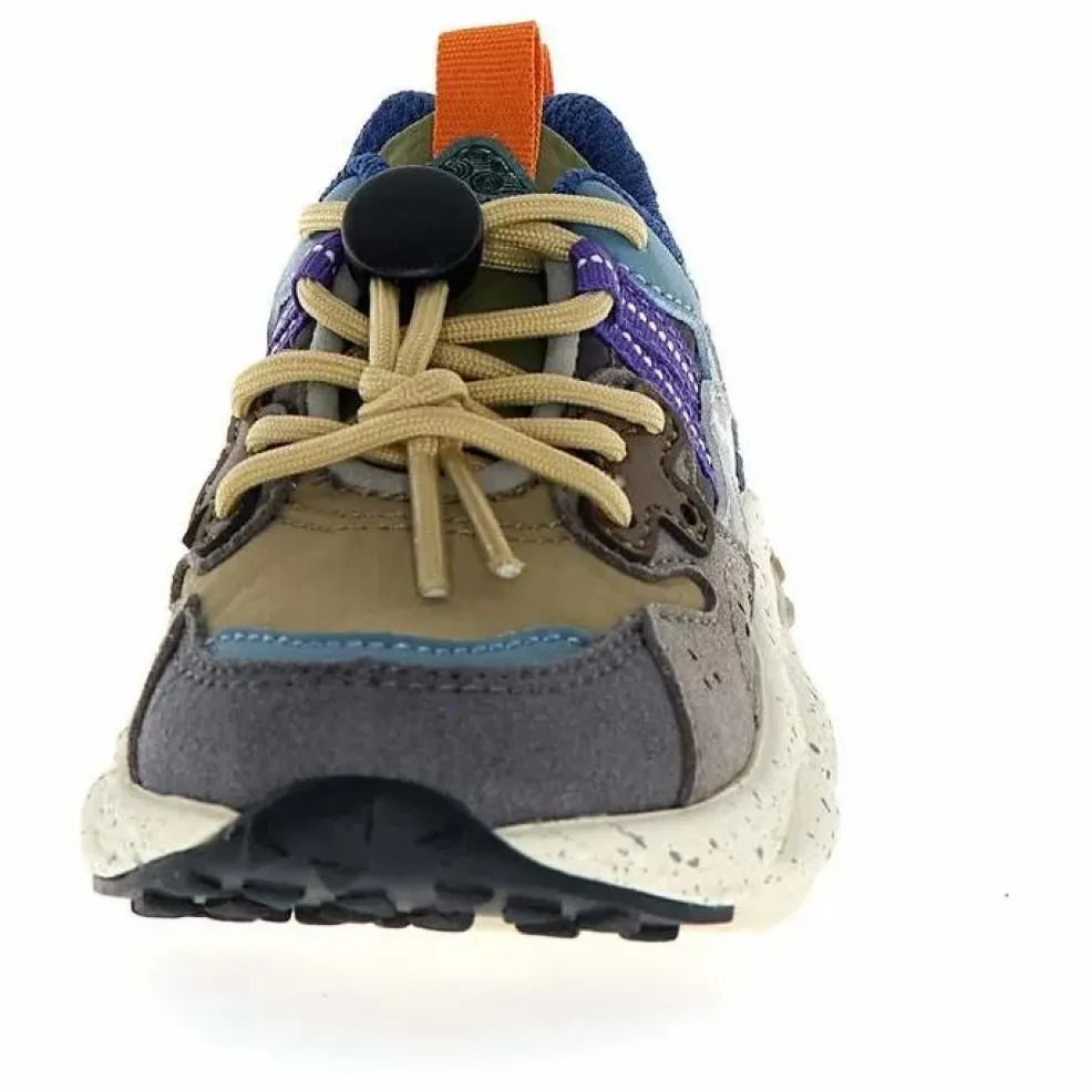 Baskets Yamano 3 Lacets Cuir Eco et Nylon | Gris
