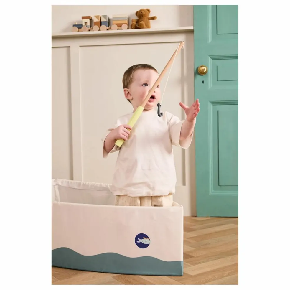 Bateau en toile avec kit de pêche | Ecru