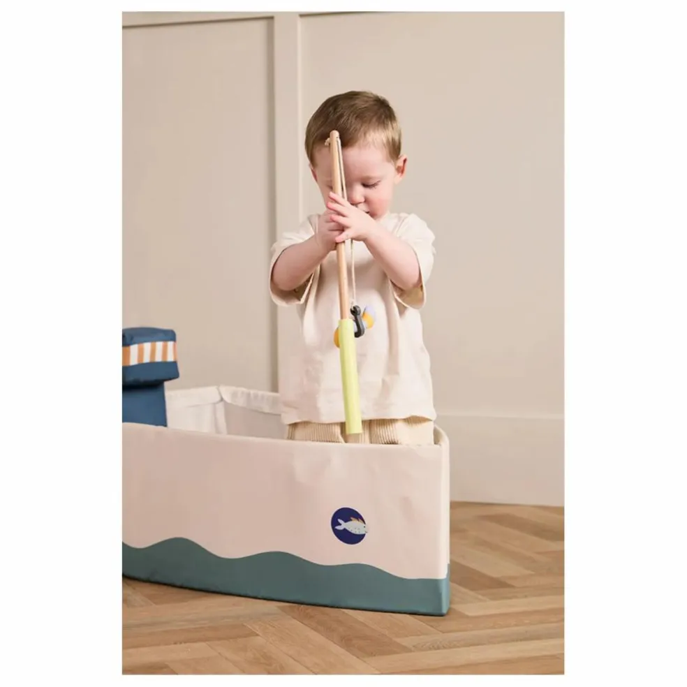 Bateau en toile avec kit de pêche | Ecru