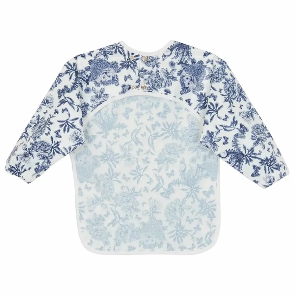 Bavoir à manches enduit Toile de Jouy | Bleu marine