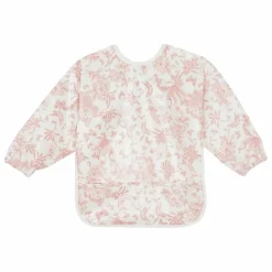Bavoir à manches enduit Toile de Jouy | Rose pêche