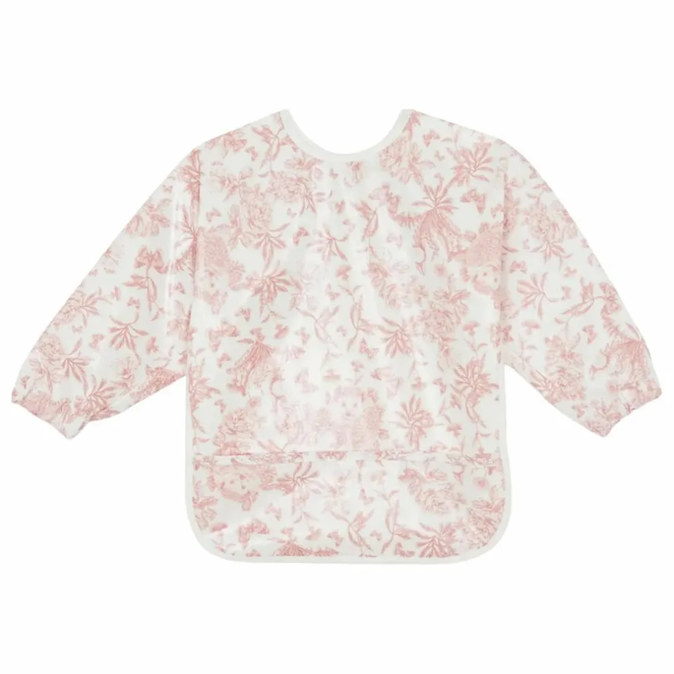 Bavoir à manches enduit Toile de Jouy | Rose pêche