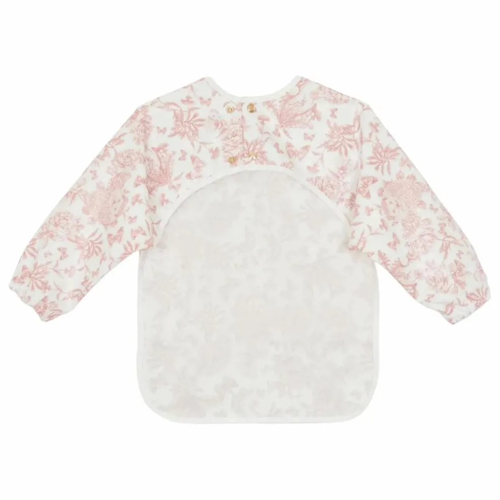 Bavoir à manches enduit Toile de Jouy | Rose pêche