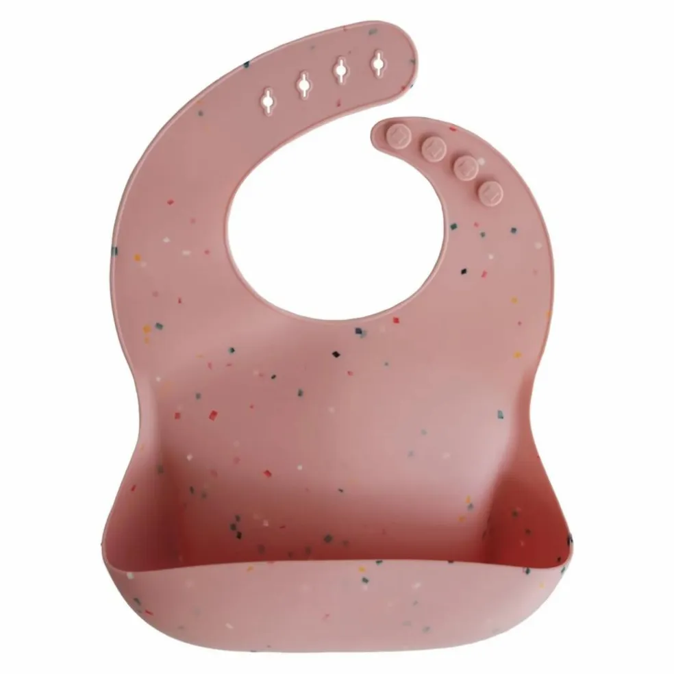 Bavoir Confettis en silicone | Rose