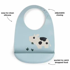 Bavoir en silicone Dotti | Bleu
