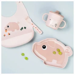 Bavoir en silicone Pigee | Rose