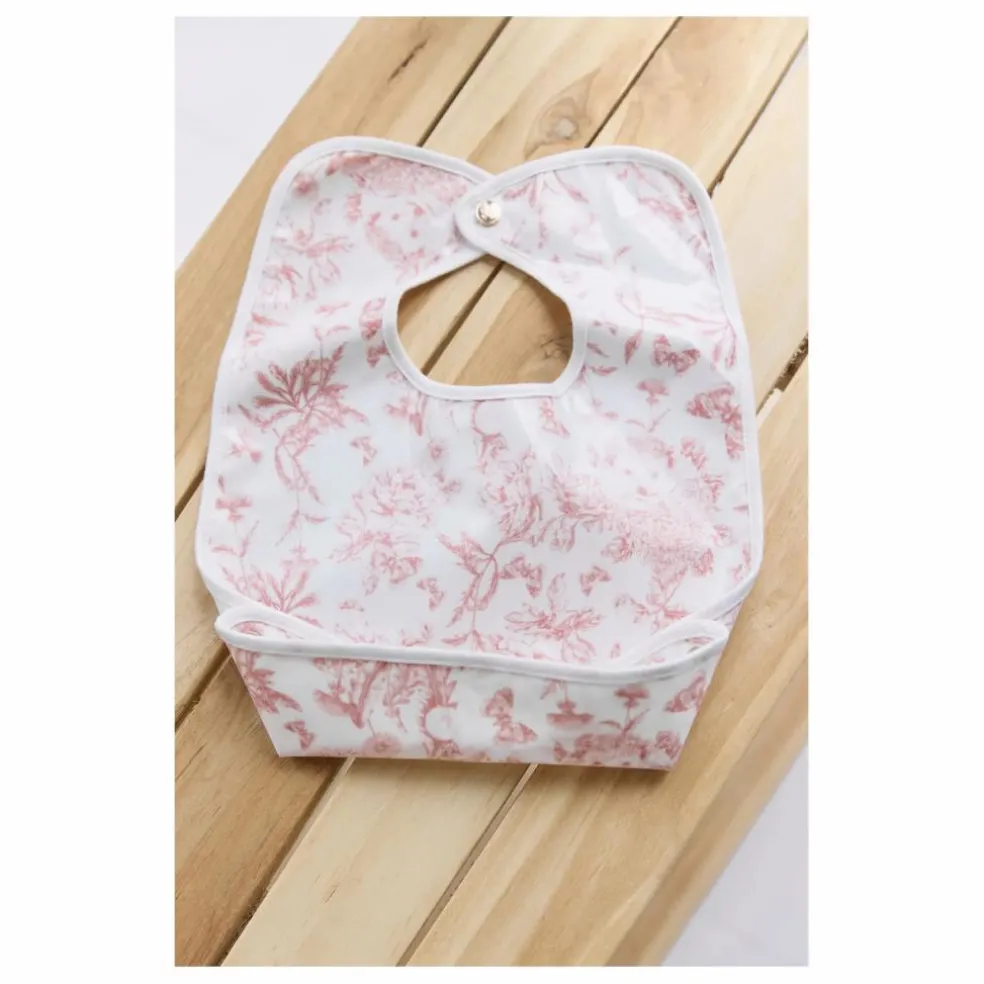 Bavoir enduit Toile de Jouy | Rose pêche