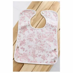 Bavoir enduit Toile de Jouy | Rose pêche