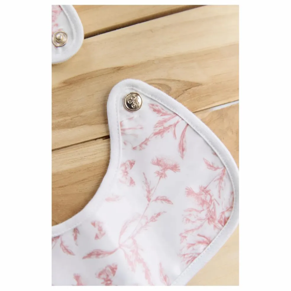 Bavoir enduit Toile de Jouy | Rose pêche