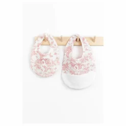 Bavoir Toile de Jouy | Rose pêche