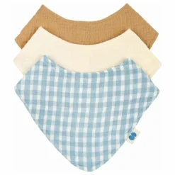 Bavoirs bandana Cottage en coton bio - Set de 3 | Bleu