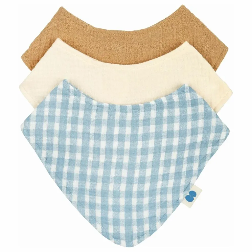 Bavoirs bandana Cottage en coton bio - Set de 3 | Bleu