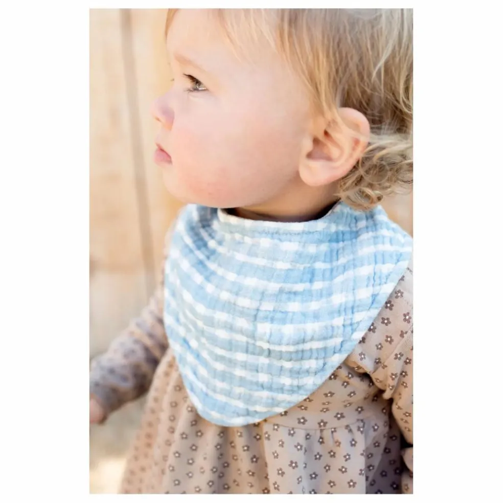 Bavoirs bandana Cottage en coton bio - Set de 3 | Bleu