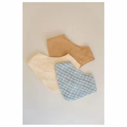 Bavoirs bandana Cottage en coton bio - Set de 3 | Bleu