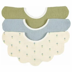 Bavoirs pétale Periwinkle en coton bio - Set de 3 | Bleu
