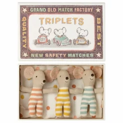 Bébés souris dans leur boîte assortie