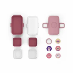 Bento enfant modulable 3 compartiments MB Tresor | Vieux Rose