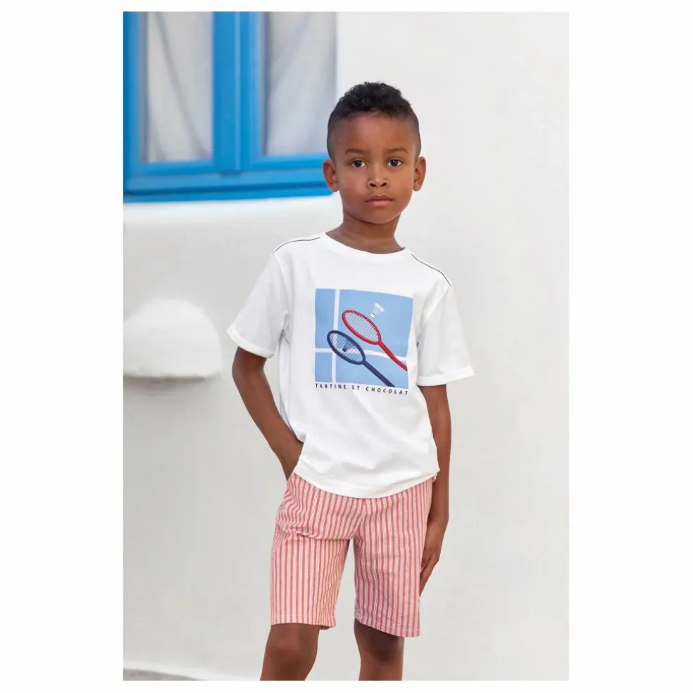 Bermuda Rayé | Rouge