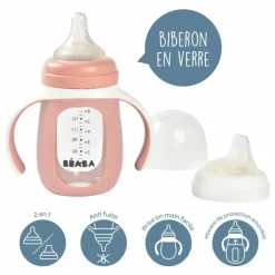 Biberon d'apprentissage en verre | Vieux Rose