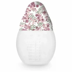 Biberon en silicone médical et tétine physiologique Mimosa Field - Elhée x Liberty | Rose