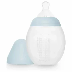 Biberon en silicone médical et tétine physiologique | Bleu pâle