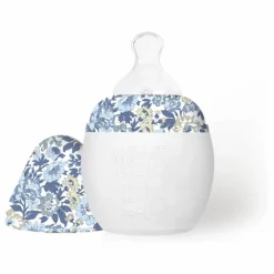 Biberon en silicone médical et tétine physiologique Honey Dew - Elhée x Liberty | Bleu