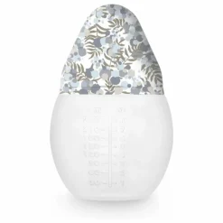 Biberon en silicone médical et tétine physiologique Mimosa Field - Elhée x Liberty | Bleu ciel
