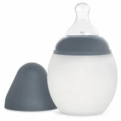 Biberon en silicone médical et tétine physiologique | Bleu gris