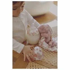 Biberon en silicone médical et tétine physiologique Toile de Jouy - Elhée x Tartine et Chocolat | Rose pêche