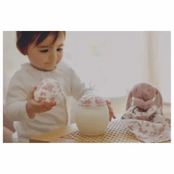 Biberon en silicone médical et tétine physiologique Toile de Jouy - Elhée x Tartine et Chocolat | Rose pêche