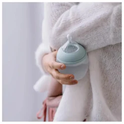 Biberon en silicone médical et tétine physiologique | Vert Menthe