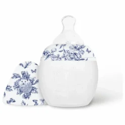Biberon en silicone médical et tétine physiologique Toile de Jouy - Elhée x Tartine et Chocolat | Bleu marine