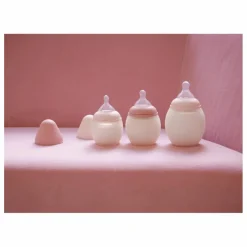 Biberon en silicone médical et tétine physiologique | Rose poudré